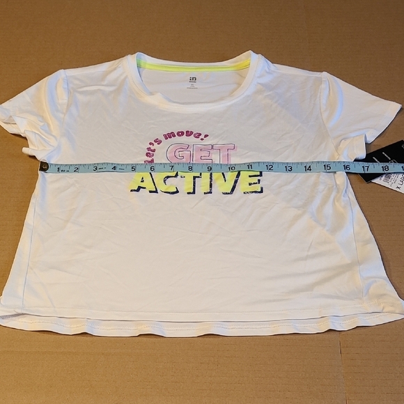 Ideology Unisex Kids White Graphic T-Shirt XL NWT Performance Wear "Get Active" - Picture 6 of 8